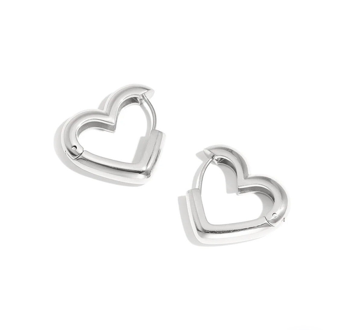 Open heart oorbellen zilver
