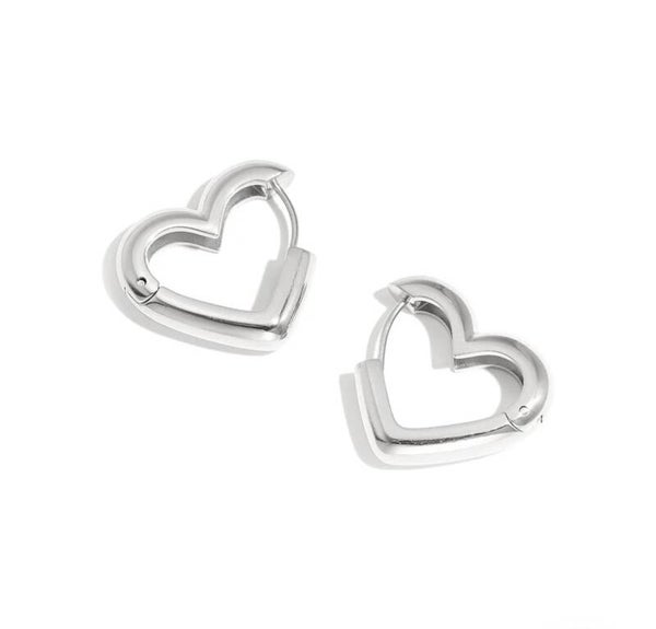 Open heart oorbellen zilver