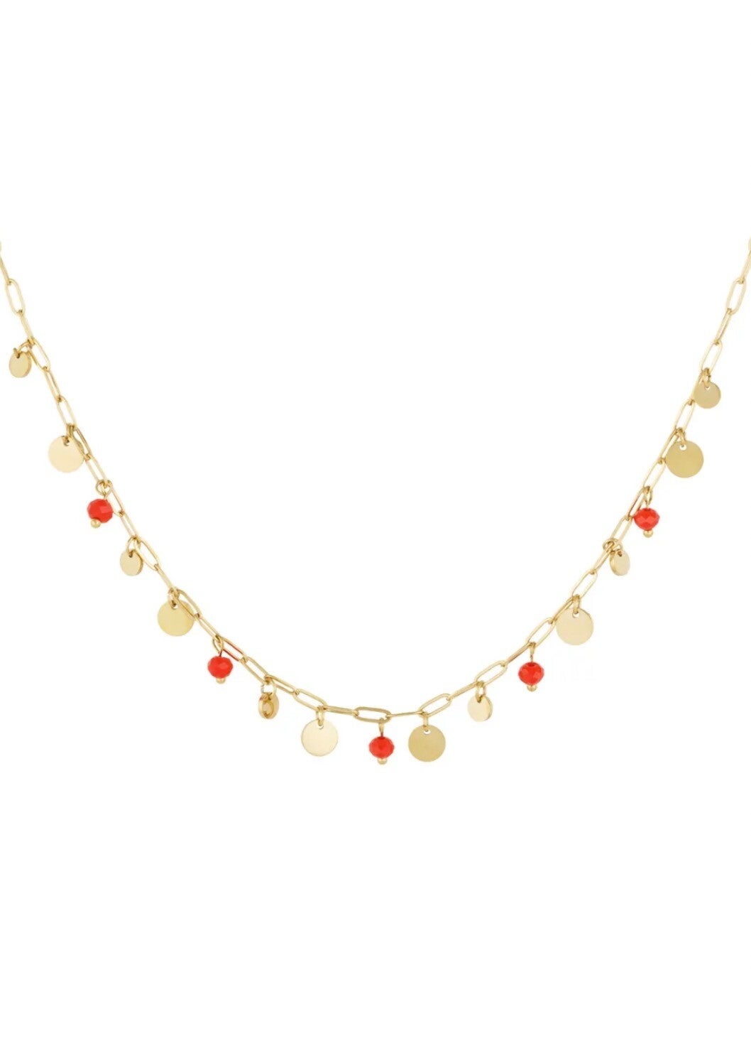 Coin ketting goud/rood