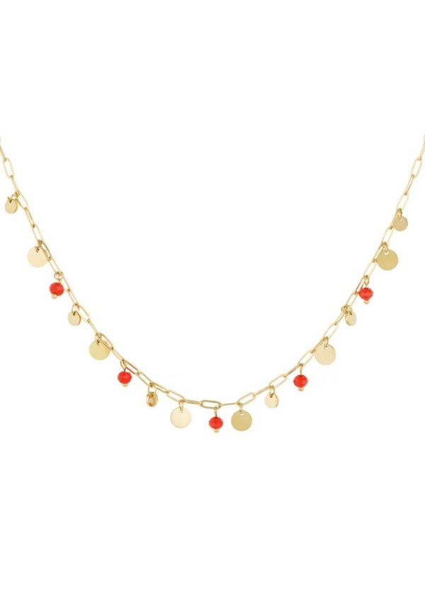Coin ketting goud/rood
