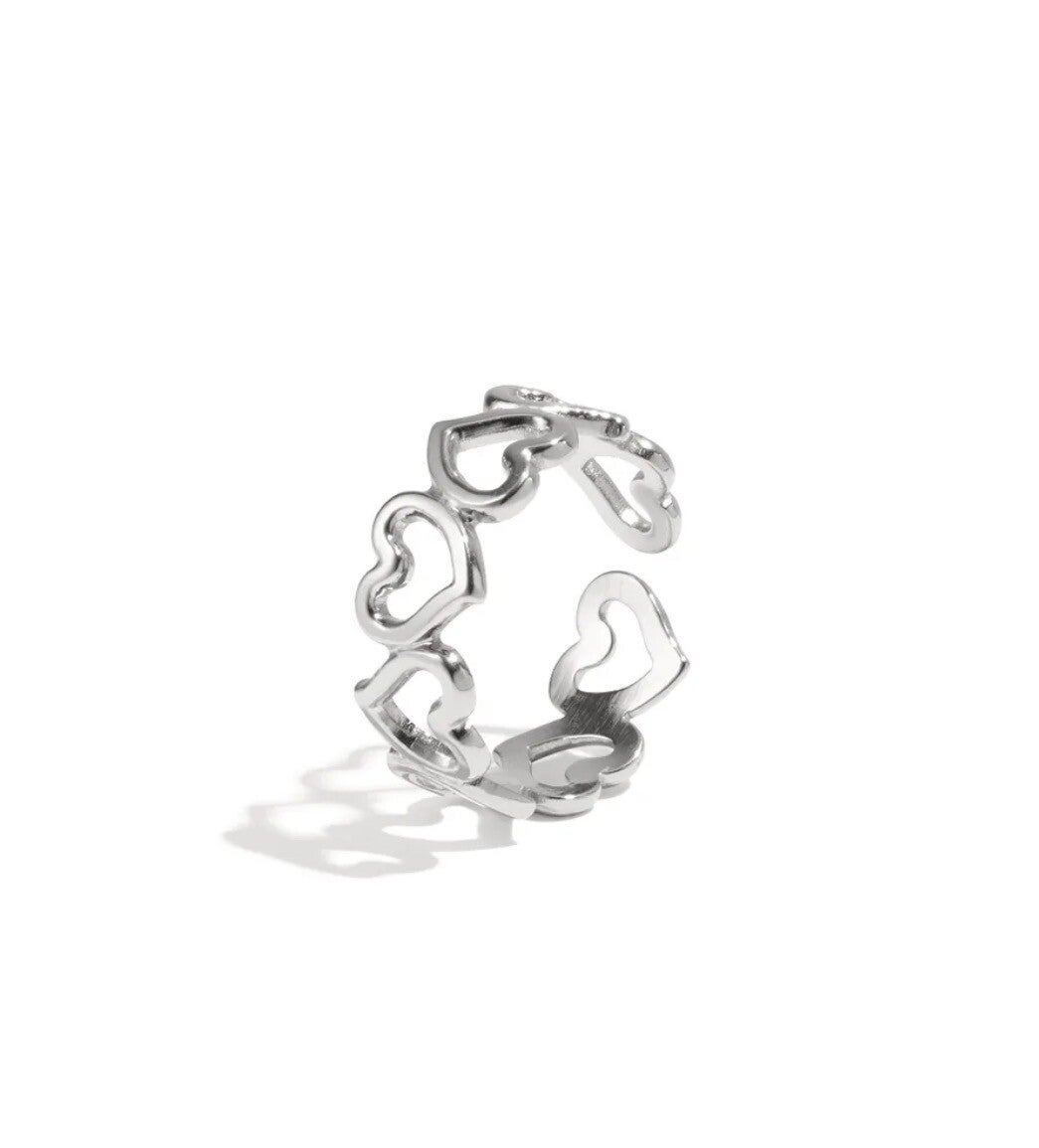 Open heart ring zilver