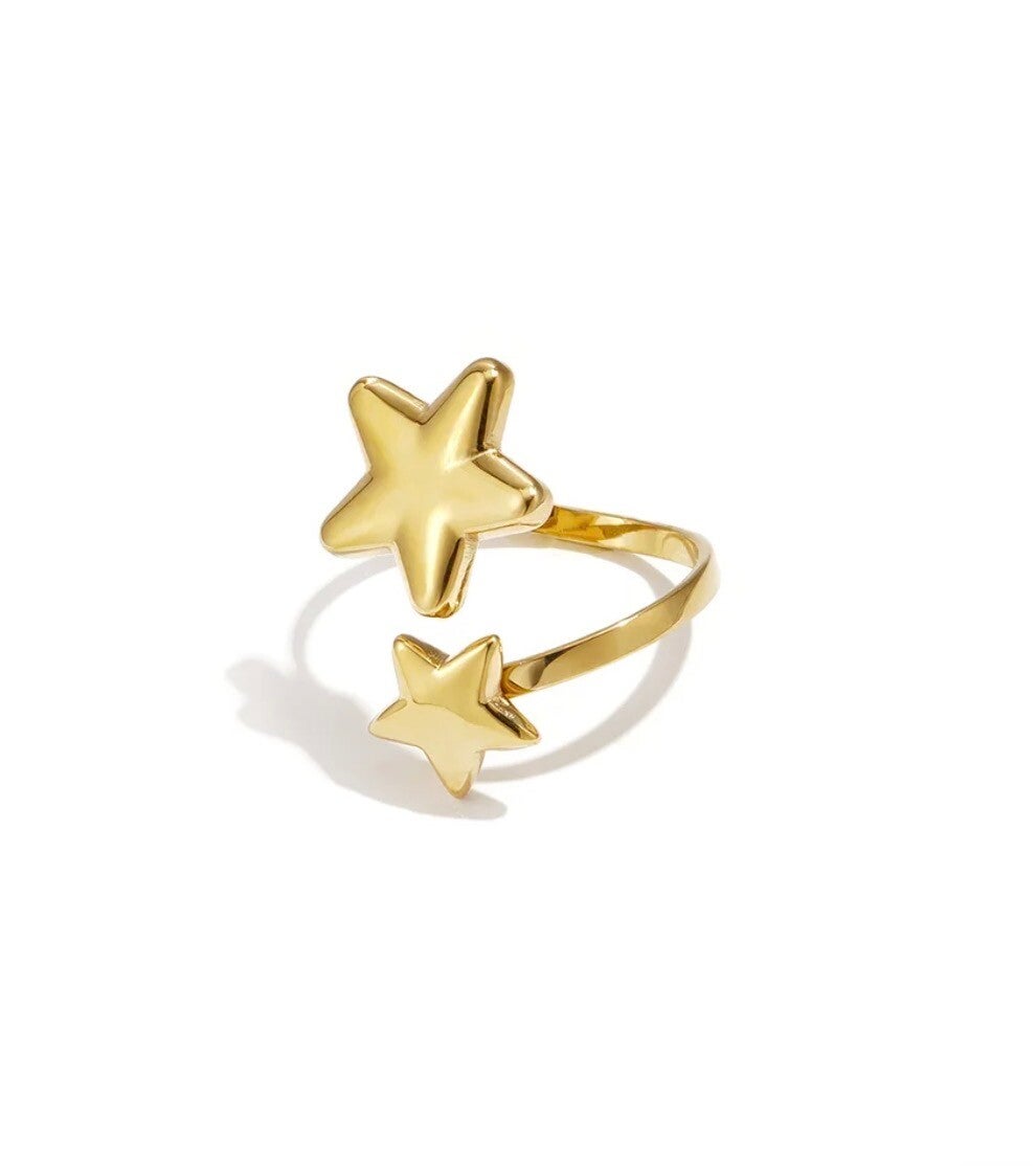 Two star ring goud