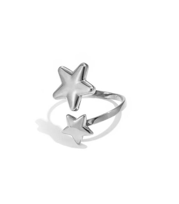 Two star ring zilver