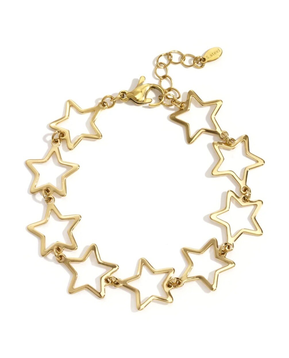 Linked star armband goud