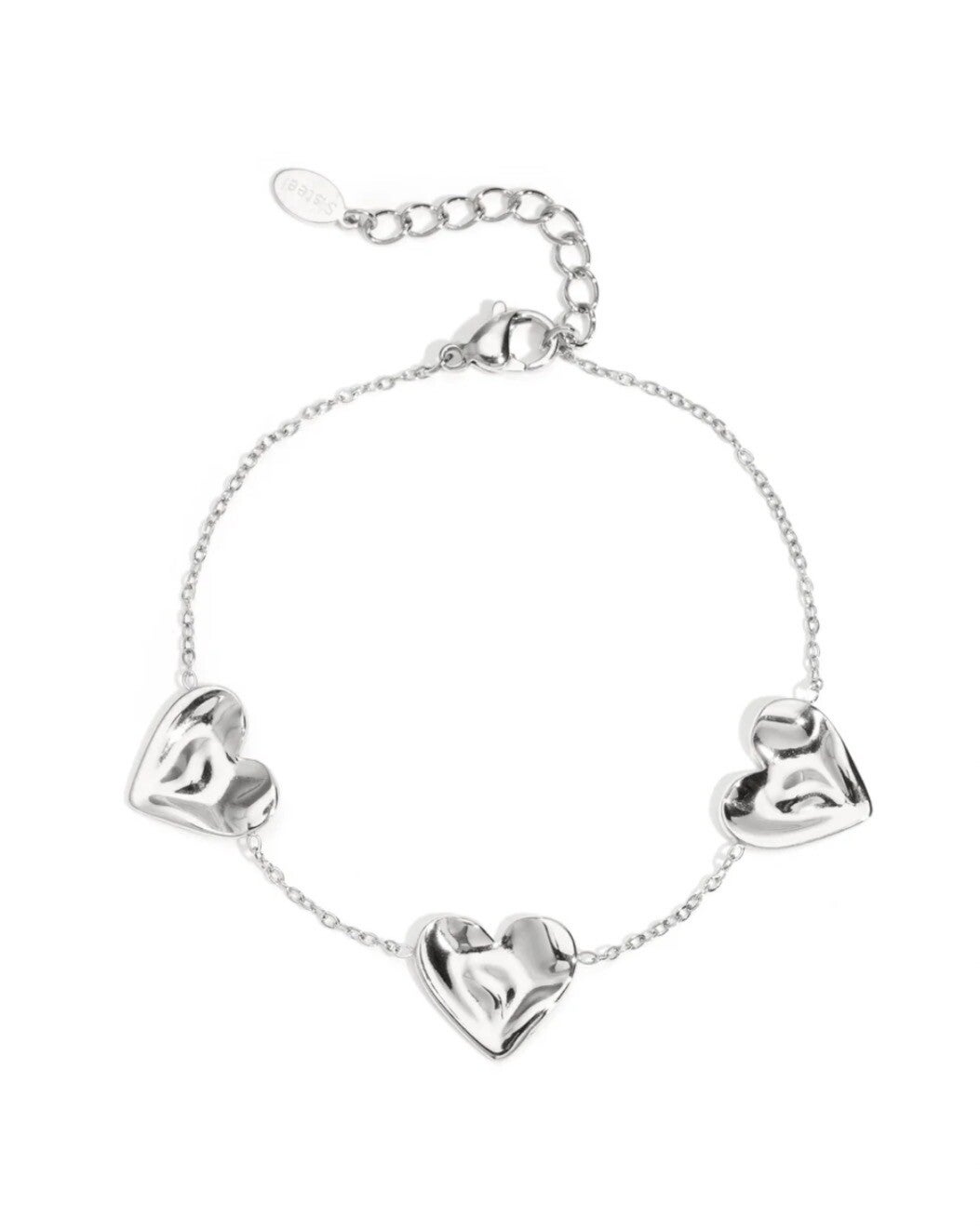 Triple heart armband zilver