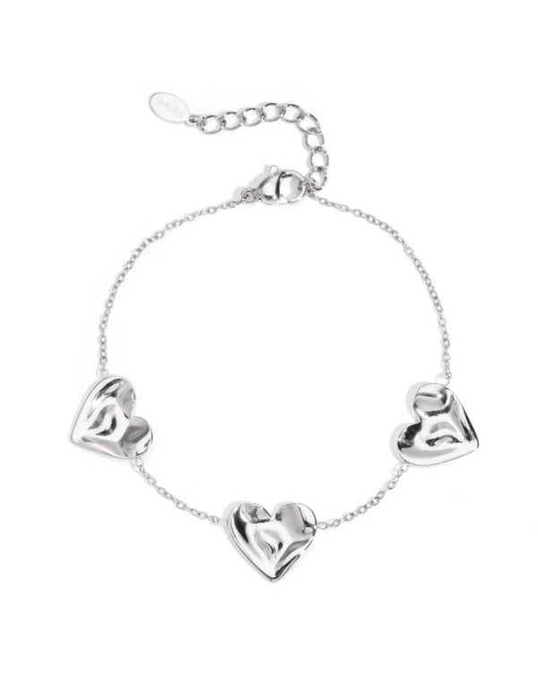 Triple heart armband zilver