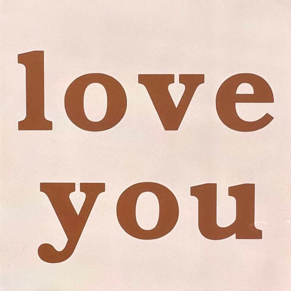 Love you tegeltje lichtroze/bruin