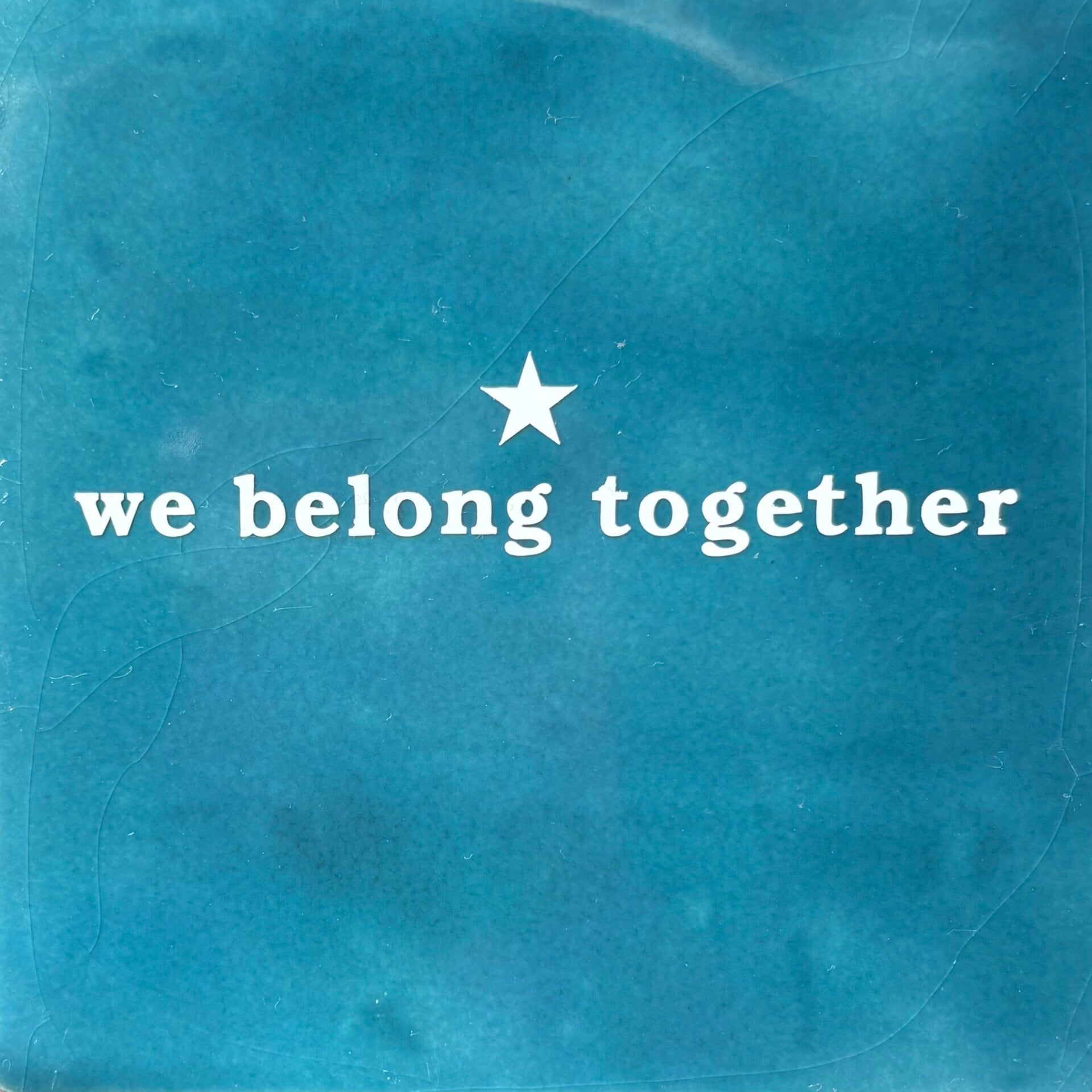 We belong together tegeltje blauw/wit