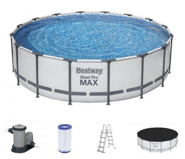 Steel Pro MAX™ Frame Pool Komplett-Set mit Filterpumpe Ø 488 x 122 cm, lichtgrau, rund