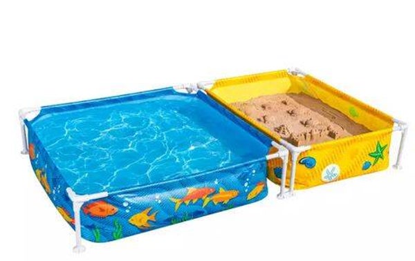 My First Frame Pool mit Sandkasten 213 x 122 x 30,5 cm, buntes Unterwasser-Design, eckig