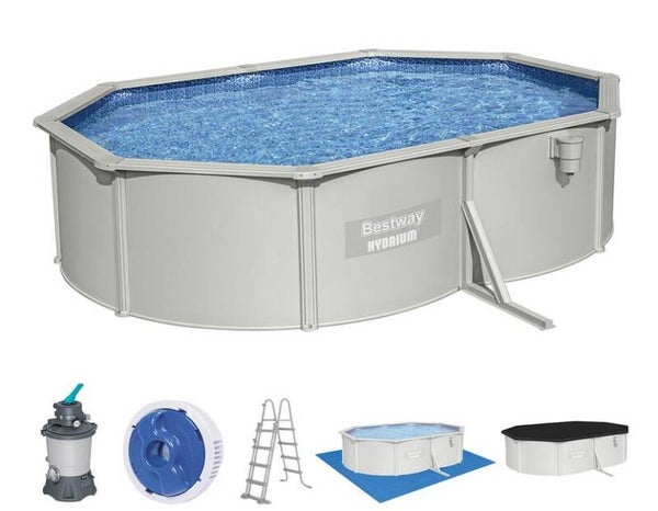 Hydrium™ Stahlwandpool Komplett-Set mit Sandfilteranlage 500 x 360 x 120 cm, lichtgrau, oval