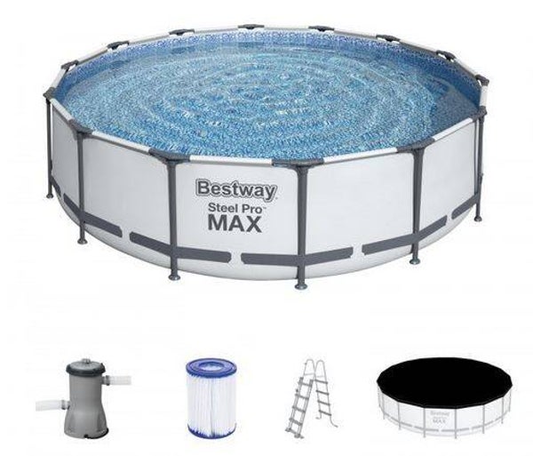 Steel Pro MAX™ Frame Pool Komplett-Set mit Filterpumpe Ø 427 x 107 cm, lichtgrau, rund