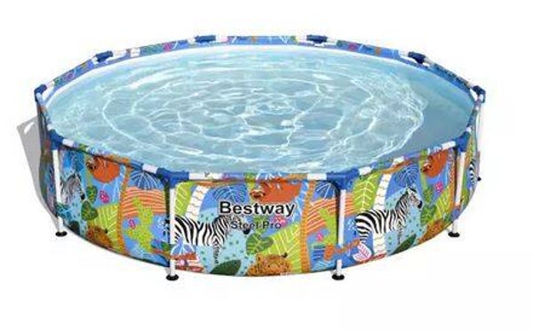 Steel Pro™ Frame Pool ohne Pumpe Ø 305 x 66 cm, buntes Zebra-Design,