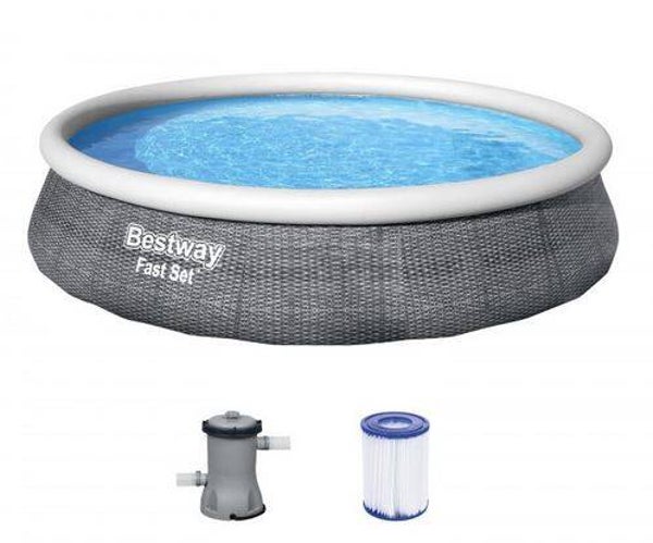 Fast Set™ Aufstellpool-Set mit Filterpumpe Ø 396 x 84 cm, Rattan-Optik rund