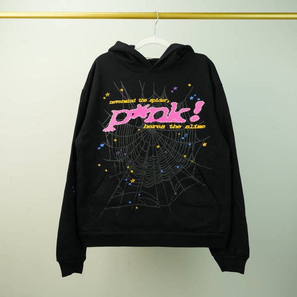 Authentic Vintage Streetwear Cotton | Black Sp5der P*NK Hoodie