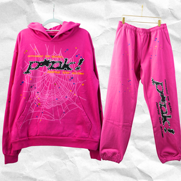 Authentic Vintage Streetwear Cotton | Pink Sp5der P*NK Hoodie & Joggers Set