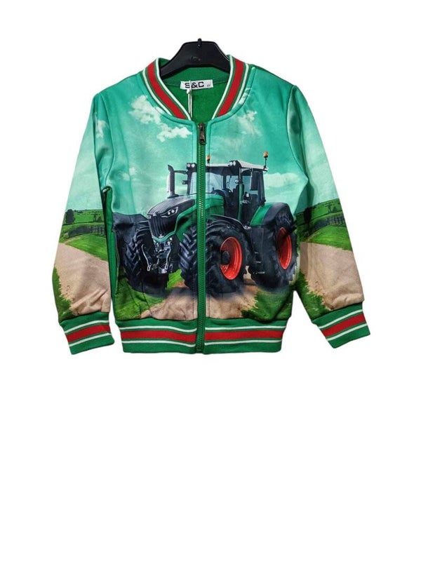 Vest met tractor groen met rode velgen H282