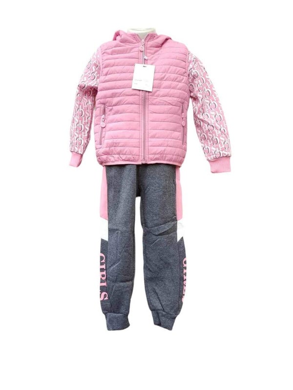 3delig jogging pak Girl , rose grijs