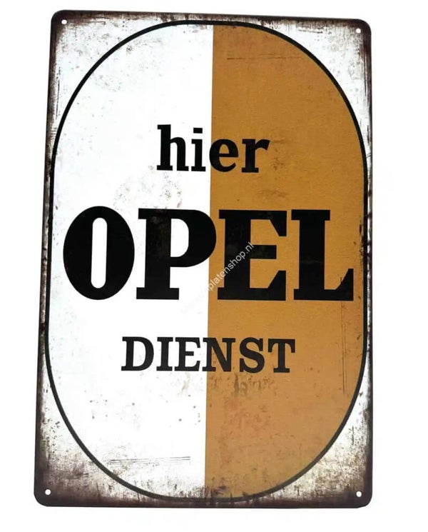 Metaalbord hier in dienst