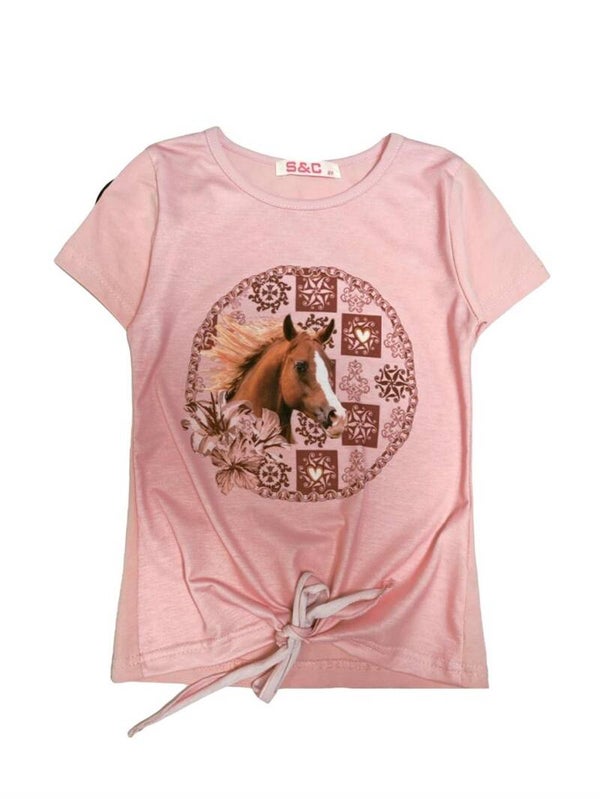 T-shirt rose met paard F-18