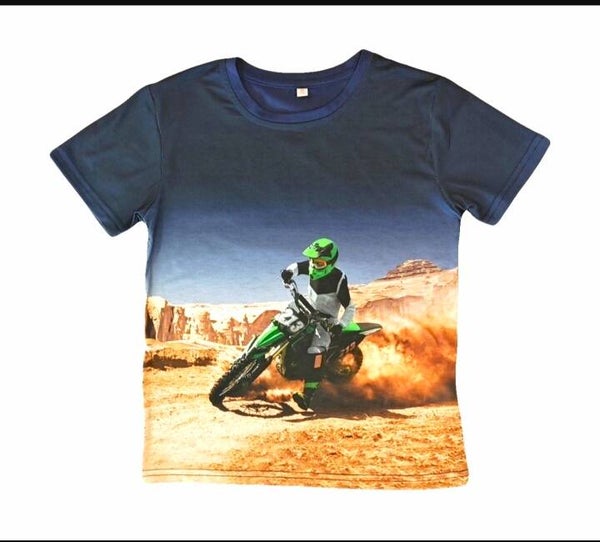 T-Shirt met Cross Motor H-446