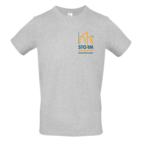 Storm Gevelrenovatie t-shirt ashgrey met kleuren logo