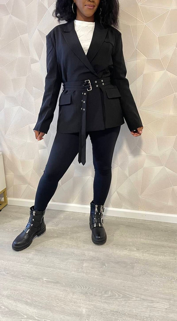 Blazer zwart dubbelriem