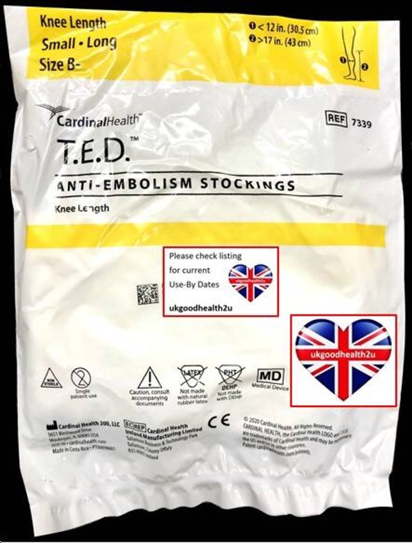 Cardinal Health TED Anti-embolism Stockings DVT Socks KNEE LENGTH Sm Long B 7339