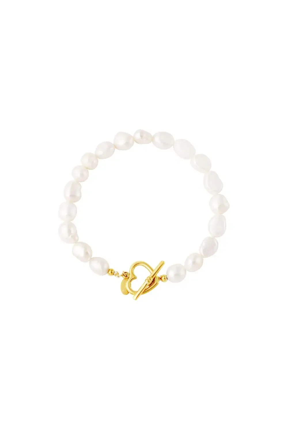 Armband parel met hart sluiting goud