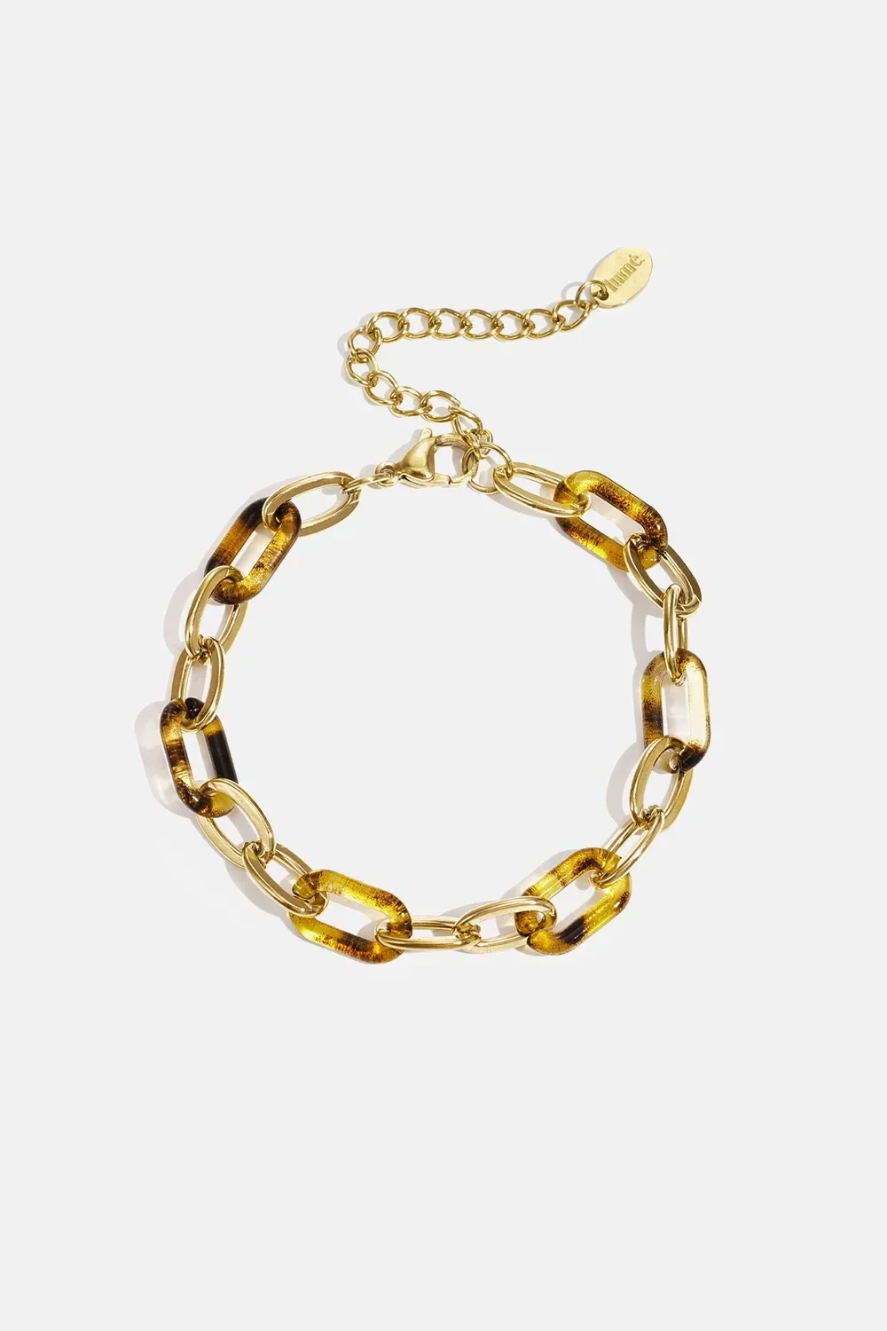 Schakelarmband met luipaardprint goud
