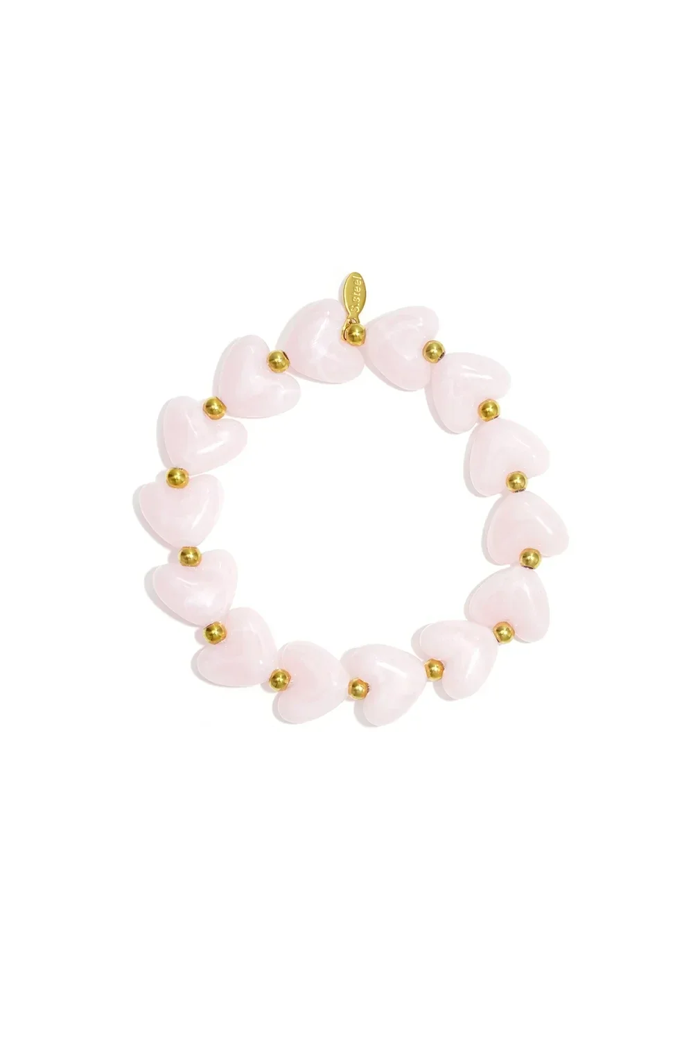Elastieken hartjes kralenarmband babyroze