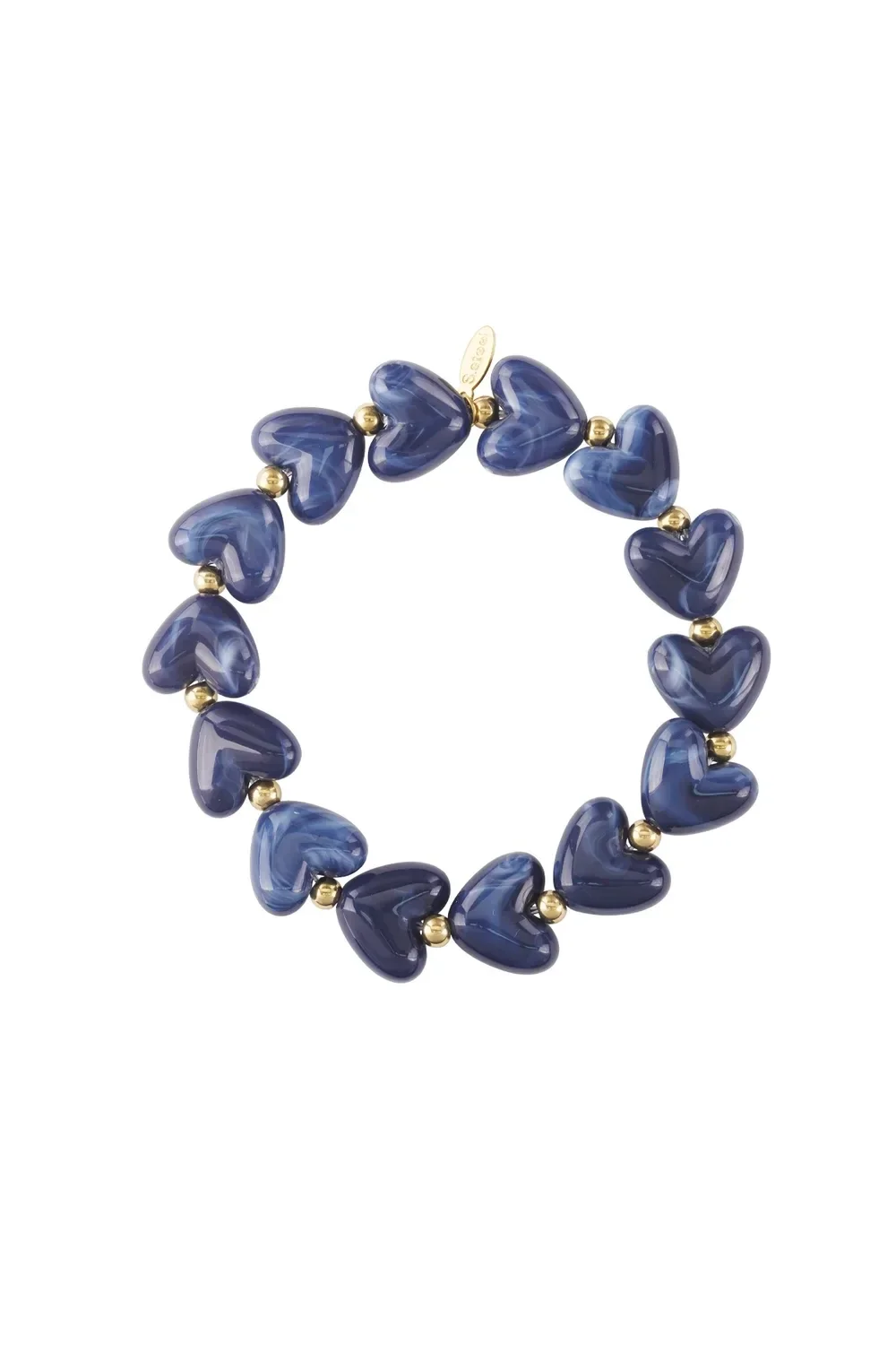 Elastieken hartjes kralenarmband blauw