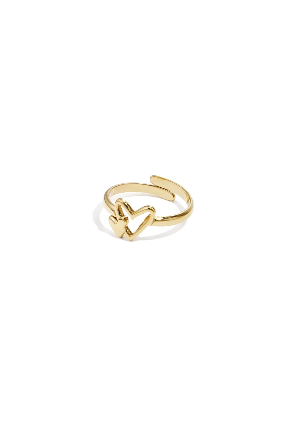 Dubbele hartjes ring goud