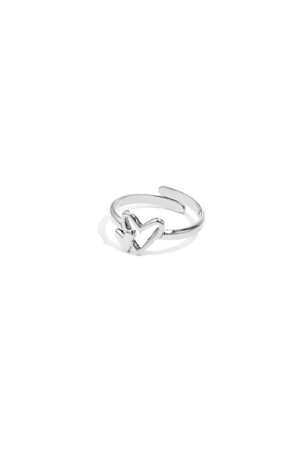 Dubbele hartjes ring zilver