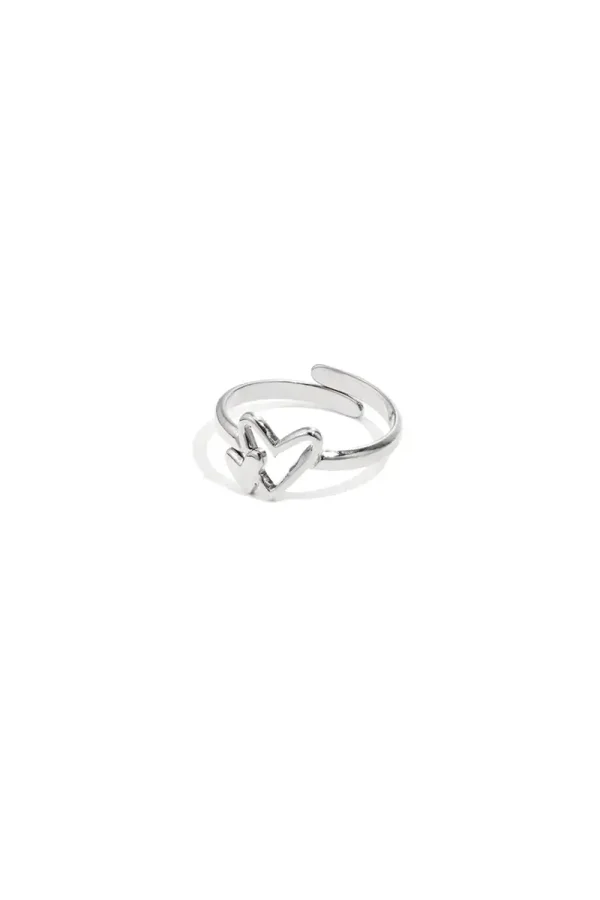 Dubbele hartjes ring zilver