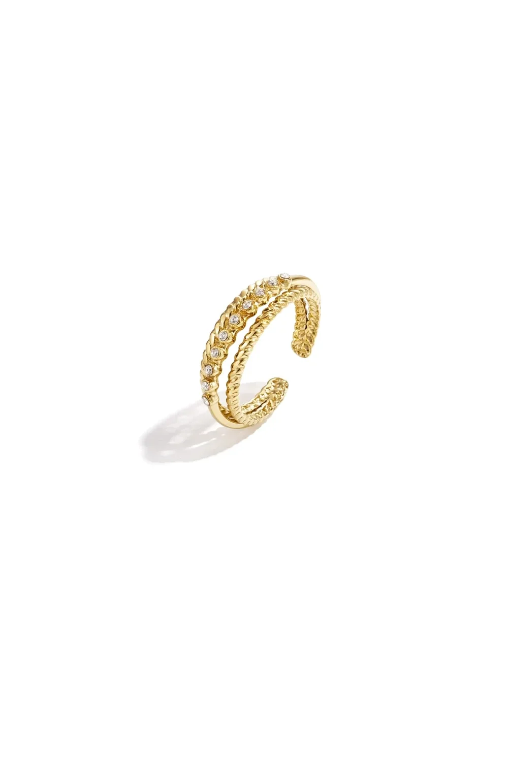 Dubbele ring met kleine steentjes goud
