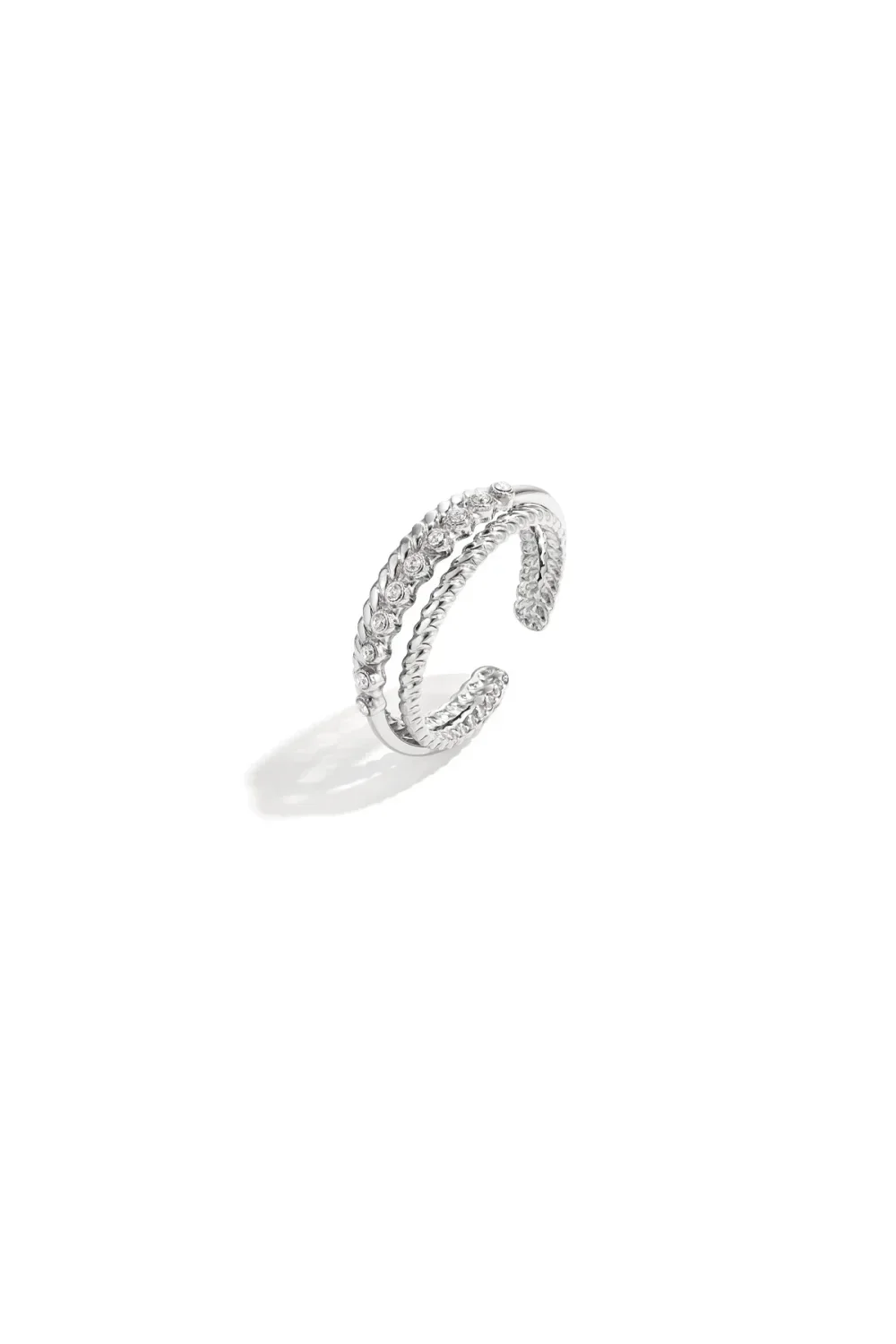 Dubbele ring met kleine steentjes zilver