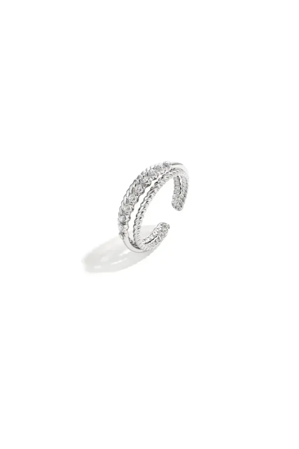 Dubbele ring met kleine steentjes zilver