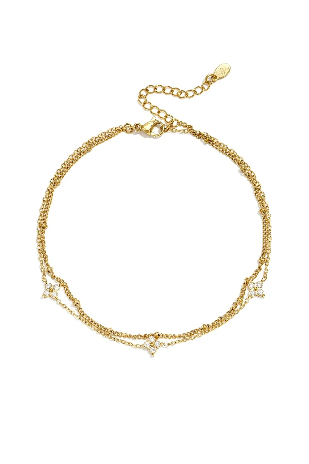 Enkelbandje met diamantjes goud