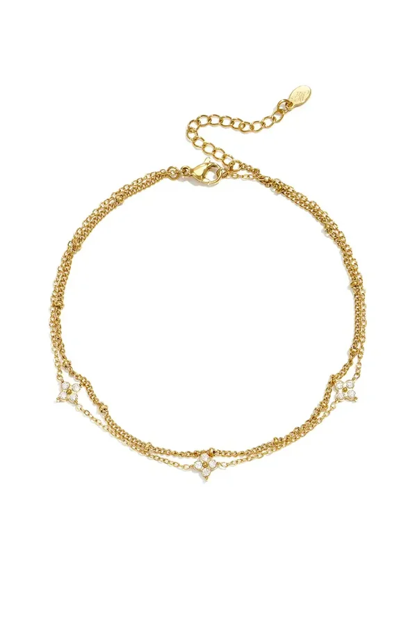 Enkelbandje met diamantjes goud