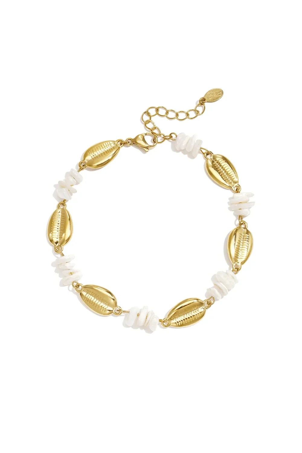 Enkelbandje met schelpjes goud