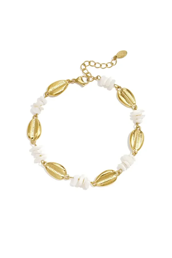 Enkelbandje met schelpjes goud