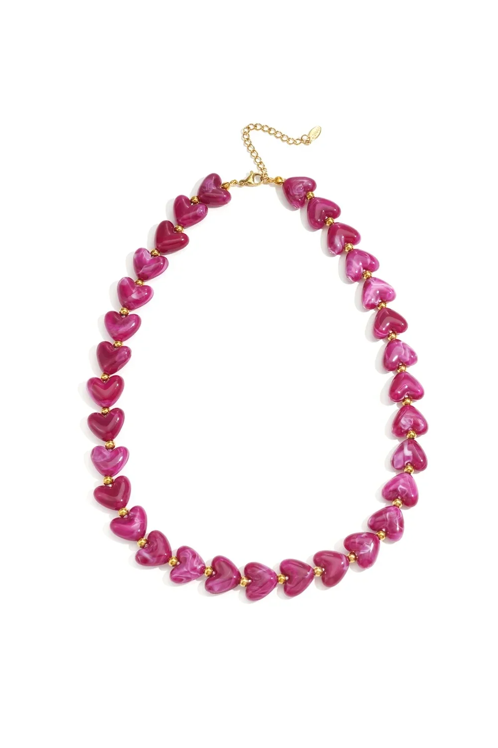 Hartjes ketting donkerroze/paars