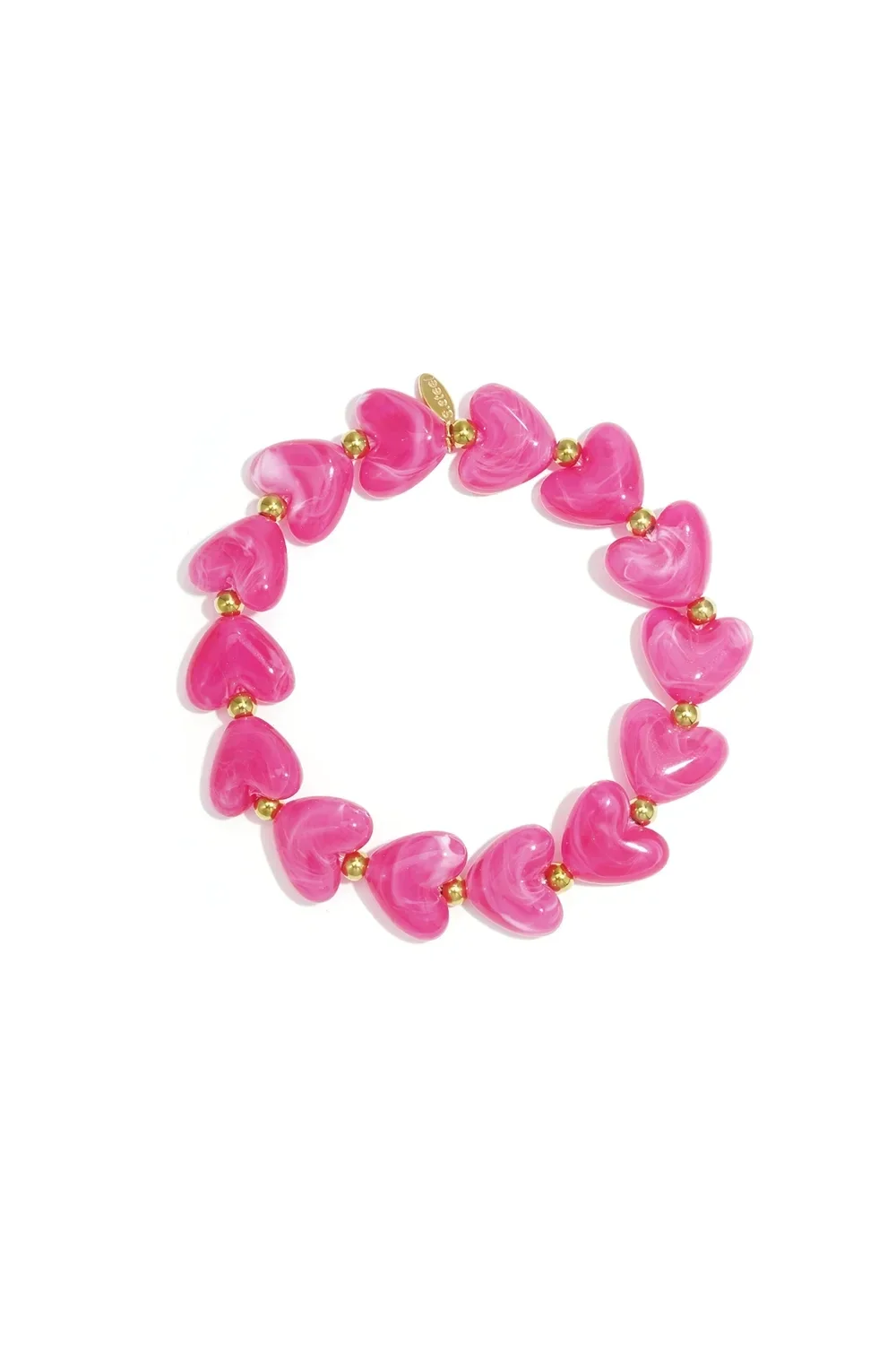 Elastieken hartjes kralenarmband roze