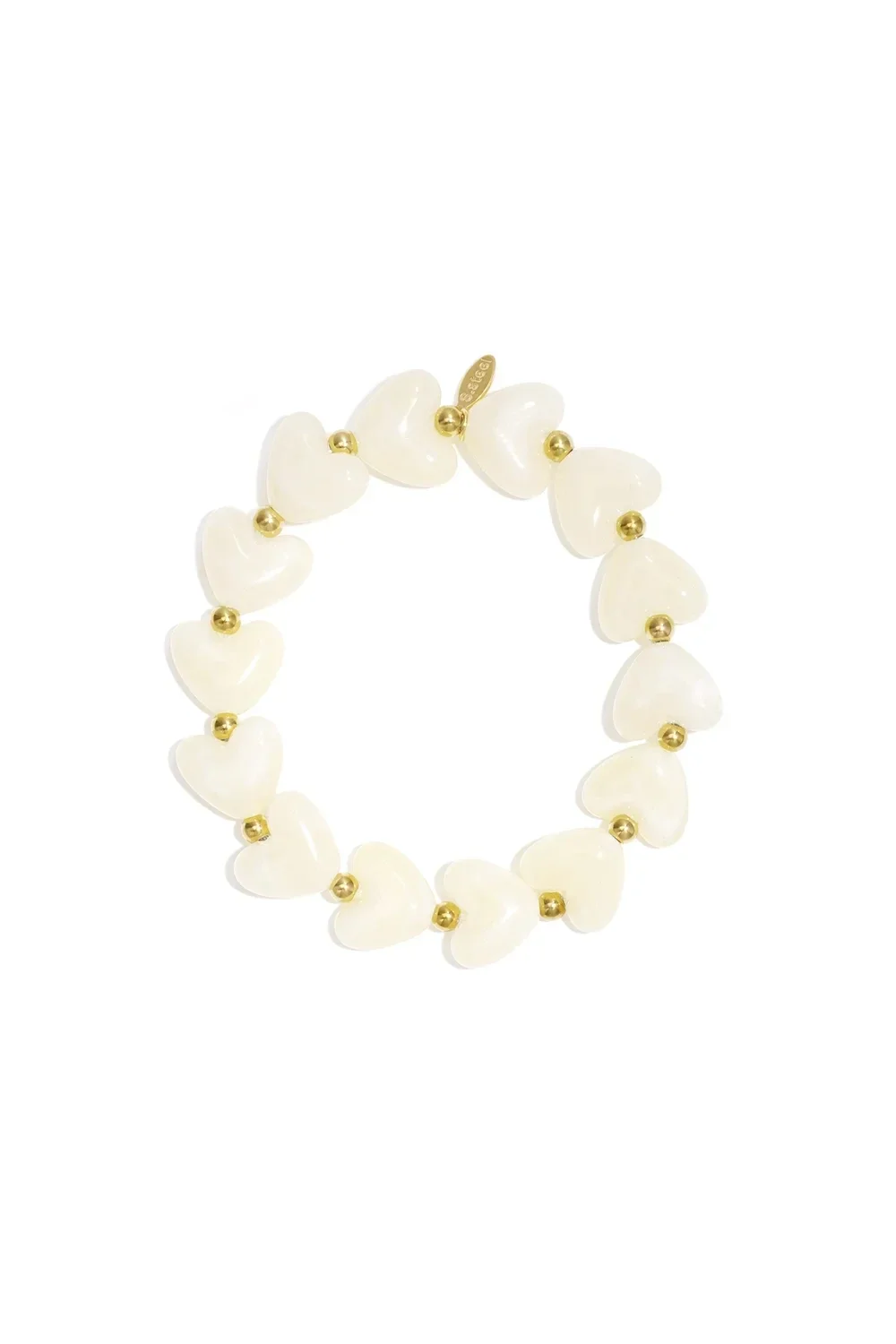 Elastieken hartjes kralenarmband gebroken wit