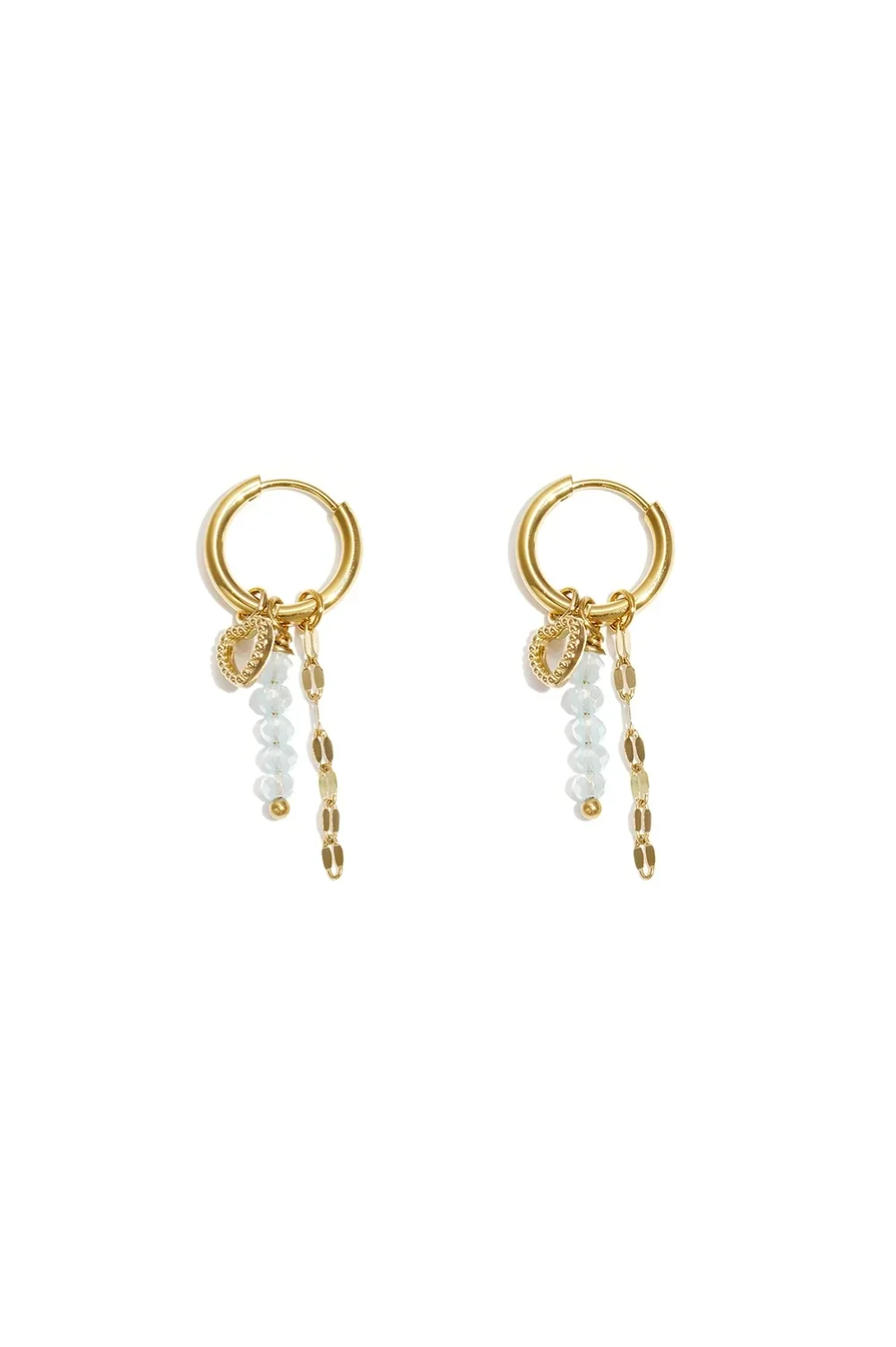 Love bedel blauw oorbellen goud