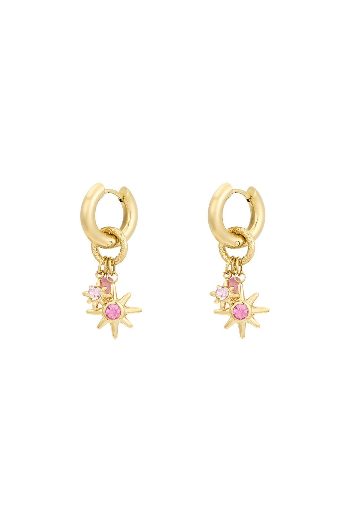 Roze starlight oorbellen goud