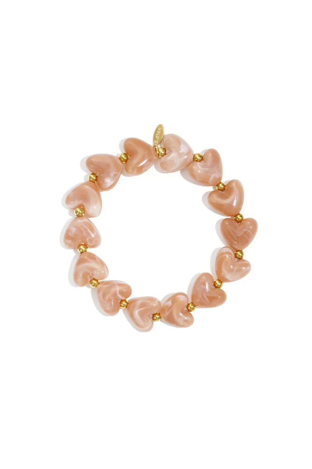 Elastieken hartjes kralenarmband oudroze