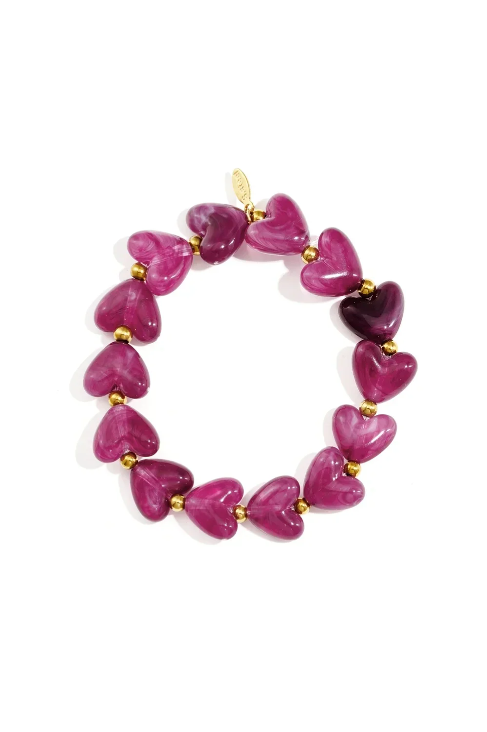 Elastieken hartjes kralenarmband paars