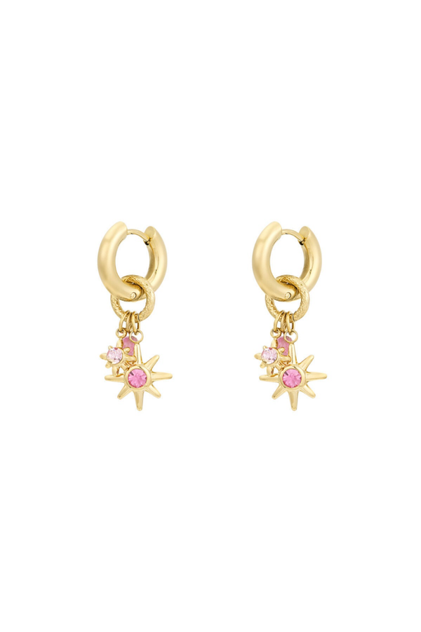 Roze starlight oorbellen goud